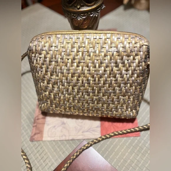Gold Woven Brazilian Leather Crossbody - Picture 2 of 12